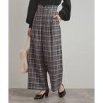 パンツ 「大人可愛い」起毛先染めチェック柄 スカラウエスト ワイドパンツ レディース