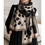 ショッピングカシミア ストール マフラー 「 NOLITA / ノリータ 」大判ストール カシミアタッチ ポリエステル100％ 幾何学柄 モノトーン レディース マフラー