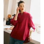 ショッピングLIVE ブラウス シャツ リブ　イン　コンフォート　シックに華やぐ　ボタニカルコットンジャカードブラウス レディース