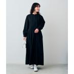 ワンピース リブ　イン　コンフォート　栞里ちゃんとつくった　大人の長袖ドラマティックワンピース「ブラック」