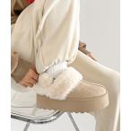 スリッポン 軽量厚底 2WAY ファーベルト付 ボア ムートン サボ スリッポン 6495 レディース