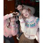 ニット セーター 「25秋冬新作」ふわふわノルディック柄ジップニットカーディガン/クリスマス映えトップス レディース