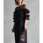 ショッピングスパンコール ドレス 「WEB限定」チュールスパンコールフリルスリーブブラウス×サテンキャミソールタイトワンピース 2点セットパーティードレス