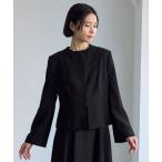 ショッピングカラーボックス ジャケット ノーカラージャケット 「喪服・礼服」ウォッシャブル ノーカラーボックスタックブラックフォーマルジャケット レディース