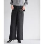 パンツ ボタンデザインラメツイードワイドパンツ レディース