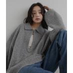 ショッピングニット ニット セーター キーネックポロニット レディース