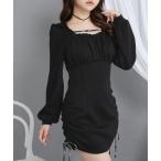 ワンピース ヨークギャザーフードミニワンピース「大きいサイズ有り」