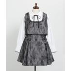 ワンピース 「4Lー6L」ヨークフリルレースアップセットアップ風ドッキングワンピース