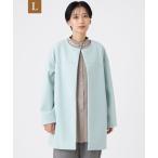 ノーカラーコート コート 「L」「カタログ掲載」「ウォッシャブル」ウールライクジャージ―ノーカラーコーディガン レディース
