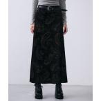 ショッピングロングスカート スカート ペイズリーベロアロングスカート