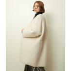ノーカラーコート コート ツーブロッキングボアコート レディース