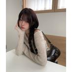 ショッピングオフショルダー ニット セーター リボンワンオフショルダーリブニット レディース