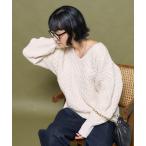 ショッピングケーブル ニット セーター ミックスケーブルVネックニット レディース