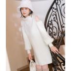 ワンピース オープンショルダーラメフェザーニットワンピース