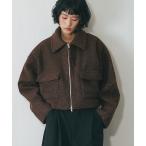 ショッピングファスナー ブルゾン アウター ループツイードダブルファスナーショートジャケット レディース