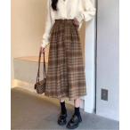 スカート チェック柄ミドル丈Aラインスカート
