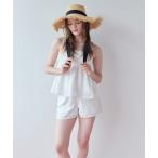 水着 3点セット/フラワーレースペプラムビキニ×ショートパンツ/水着 レディース