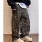 ジーンズ “都会派サファリ ワイドシルエット” ヒョウ柄バギーパンツ メンズ レディース
