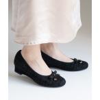 ショッピングラウンドトゥ パンプス メタルアクセントリボンハーフウエッジパンプス(204-56129)JELLY BEANS(ジェリービーンズ)