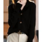 カーディガン 立ち襟ニットカーデ�