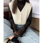 ベスト ジレ ワッフル編みニットベスト レディース