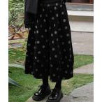 スカート ドット柄フレアスカート