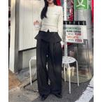 スラックス パンツ ウェストフリルスラッ