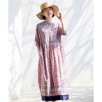 ショッピングバンダナ 「Sunny clouds」 半袖ワンピース - ピンク系その他 レディース