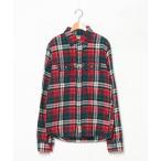 「Abercrombie&Fitch」 チェック柄長袖ネルシャツ M レッド メンズ