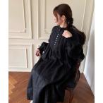 ワンピース 「armoire*/アルモワール」リネン100% ピンタックボリュームスリーブワンピース