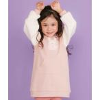 ワンピース ウサギネコアニマルふわふわパッチ刺しゅう袖切り替えフーディーワンピース(80~130cm) キッズ 子供服 男の子 女の子
