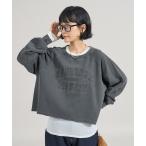 トレーナー スウェット ピグメント ロゴクロップドスウェット レディース