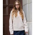 ニット セーター cable knit foodie / ケーブルニットフーディ レディース