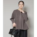 ブルゾン アウター ニードルジャージーペプラムブルゾン レディース