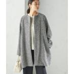 ショッピングスパンコール ノーカラーコート コート スパンコール ヘリンボーン ノーカラー コート レディース