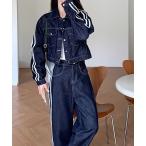 セットアップ サイドラインデニムセットアップ レディース