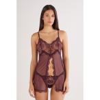 インナーシャツ 肌着 La Vie en Rose チュール＆レース ベビードール レディース