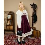 ワンピース 「クティールとレトロ」「着丈が選べる！」レースドッキングベロアキャミワンピース