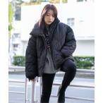 ブルゾン アウター 「ダイヤキルト×ビッグカラー」レディース 中綿ブルゾン 裾ドローコード付き 冬アウター レディース