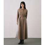 シャツワンピース 「新作」パネルドッキングワンピース｜ウォッシャブル/オケージョン/オフィスカジュアル/ストレッチ/抗ピリング/細見え/秋服