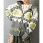 カーディガン カウチン柄ニットカーディガン/フード付き/NEO森ガール レディース