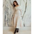 ショッピングリボン ワンピース ショルダーリボンニットドッキングワンピース