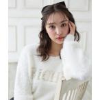 ショッピングパール ニット セーター パールビジューロゴフェザーニット レディース