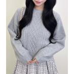ショッピングレトロ ニット セーター ビジューパール付きもちもちケーブルニット レディース