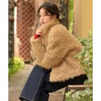 ショッピングカール ブルゾン アウター 「ふわふわ、柔らか、大人可愛い♪」カールフェイクファーブルゾン レディース