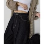 パンツ 「Yuna企画」ハイウエストタックワイドデニムパンツ レディース