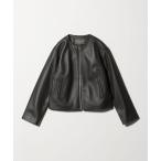 ショッピング革 ブルゾン アウター ラムレザー ノーカラーブルゾン 「A DAY IN THE LIFE」 レディース