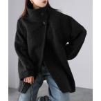 コート アウター ミドル丈スタンドカラーコート レディース