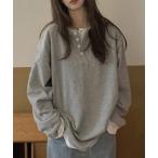 tシャツ フロントボタンレイヤード�