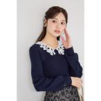 ニット セーター 「ZOZO限定」リボンレース襟ラメニットトップス レディース